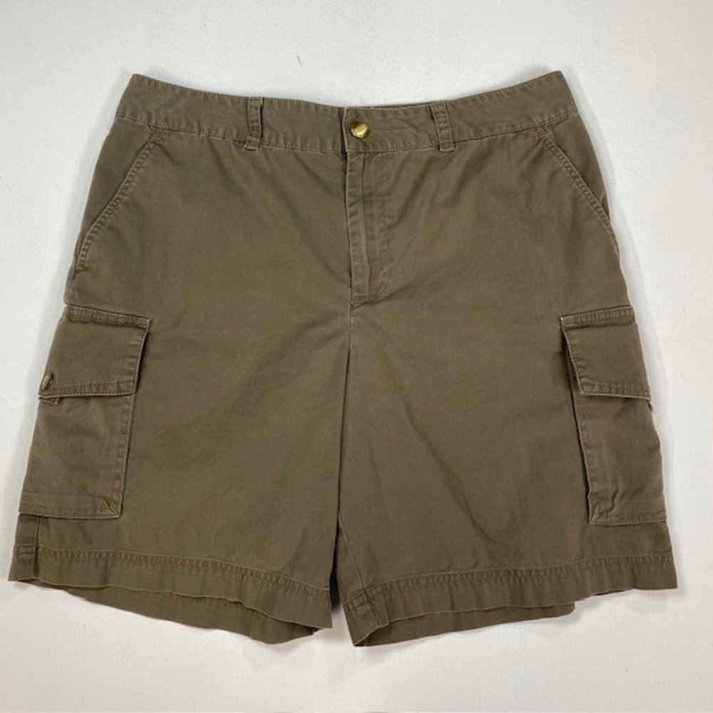 Lauren Ralph Lauren Womens Cargo Shorts Olive Brown Cotton Stretch Size 10